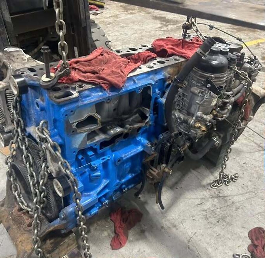 Diesel engine block during rebuild